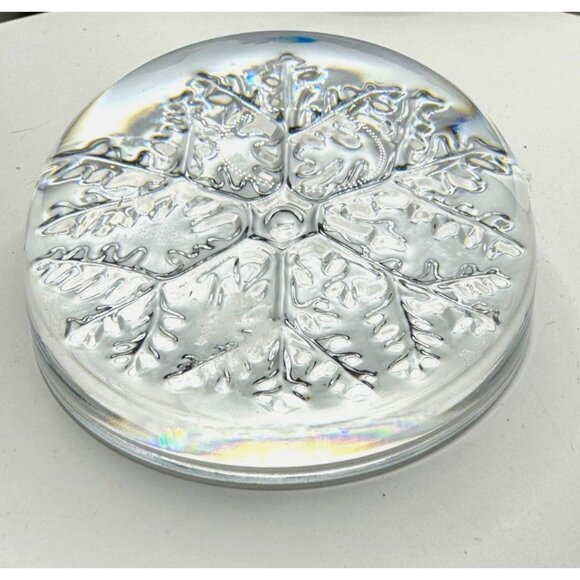 Garanti France Cristal 24% Lead Crystal Glass Christmas Snowflake Paperweight - Picture 3 of 12